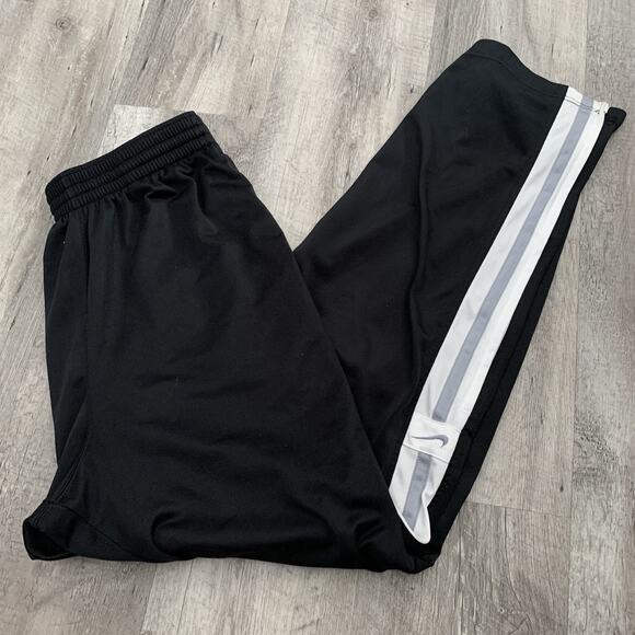 VTG 90s NIKE Track Pants Men Sz Medium White Gray Side-Stripe w Swoosh Zip Ankle - Picture 1 of 6